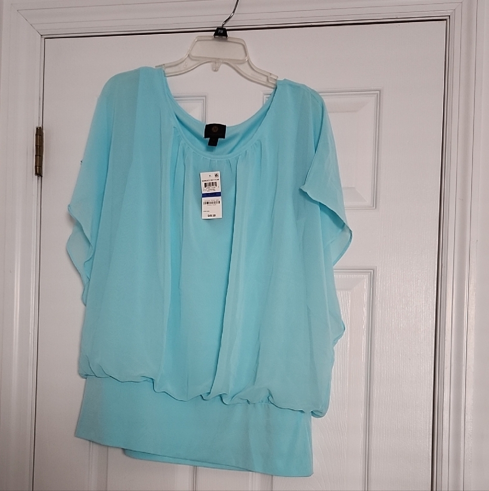 JM Collection Light Blue Women's Blouse
